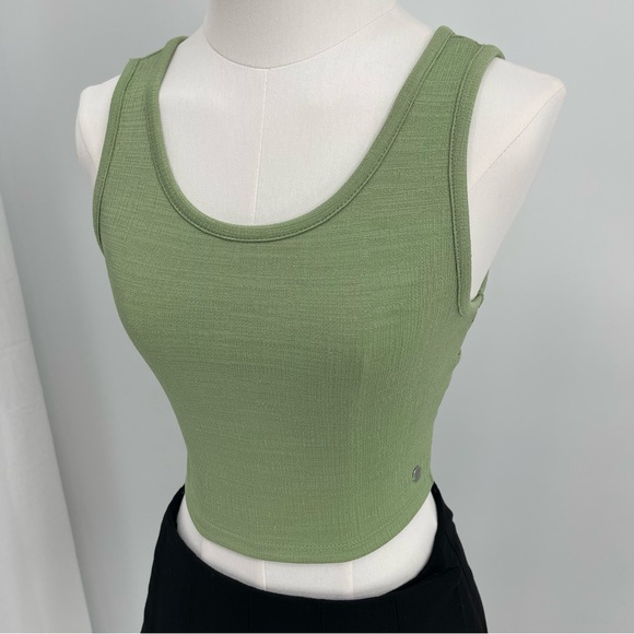 Roxy Good Keepsake Green Crop Top Criss Cross Back Sporty Chic Surfer Athleisure - Picture 7 of 13